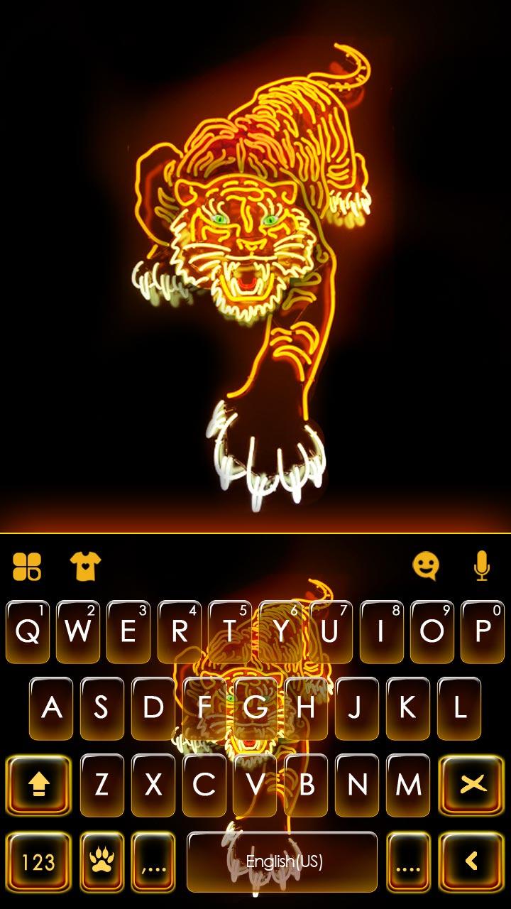اسکرین شات 5 برنامه Neon Gold Tiger Keyboard Theme