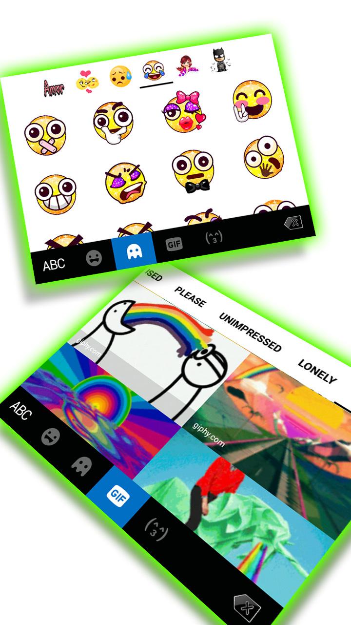 اسکرین شات 4 برنامه Neon Green Chat Keyboard Theme