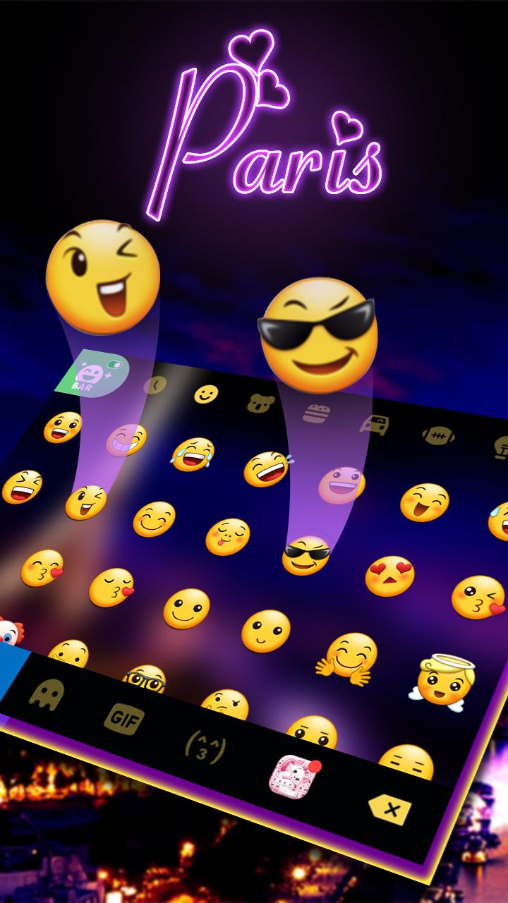 اسکرین شات 4 برنامه Neon Paris Night Tower Keyboard Theme