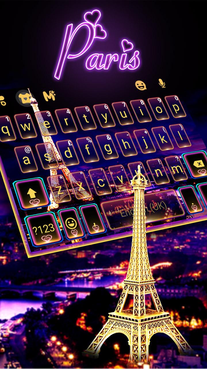 اسکرین شات 2 برنامه Neon Paris Night Tower Keyboard Theme