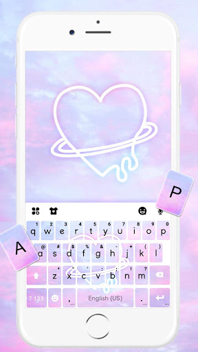 اسکرین شات 1 برنامه Neon Pastel Heart Keyboard Theme