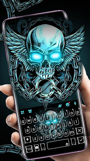 اسکرین شات 1 برنامه Neon Skull Wing Keyboard Theme