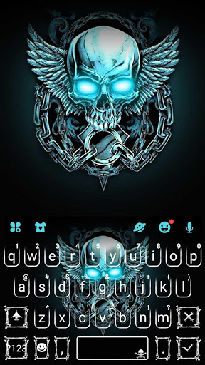 اسکرین شات 5 برنامه Neon Skull Wing Keyboard Theme