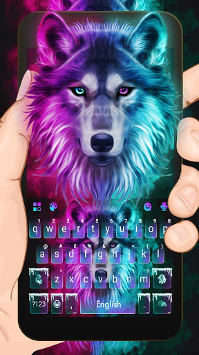 اسکرین شات 1 برنامه Neon Wolf New Keyboard Theme