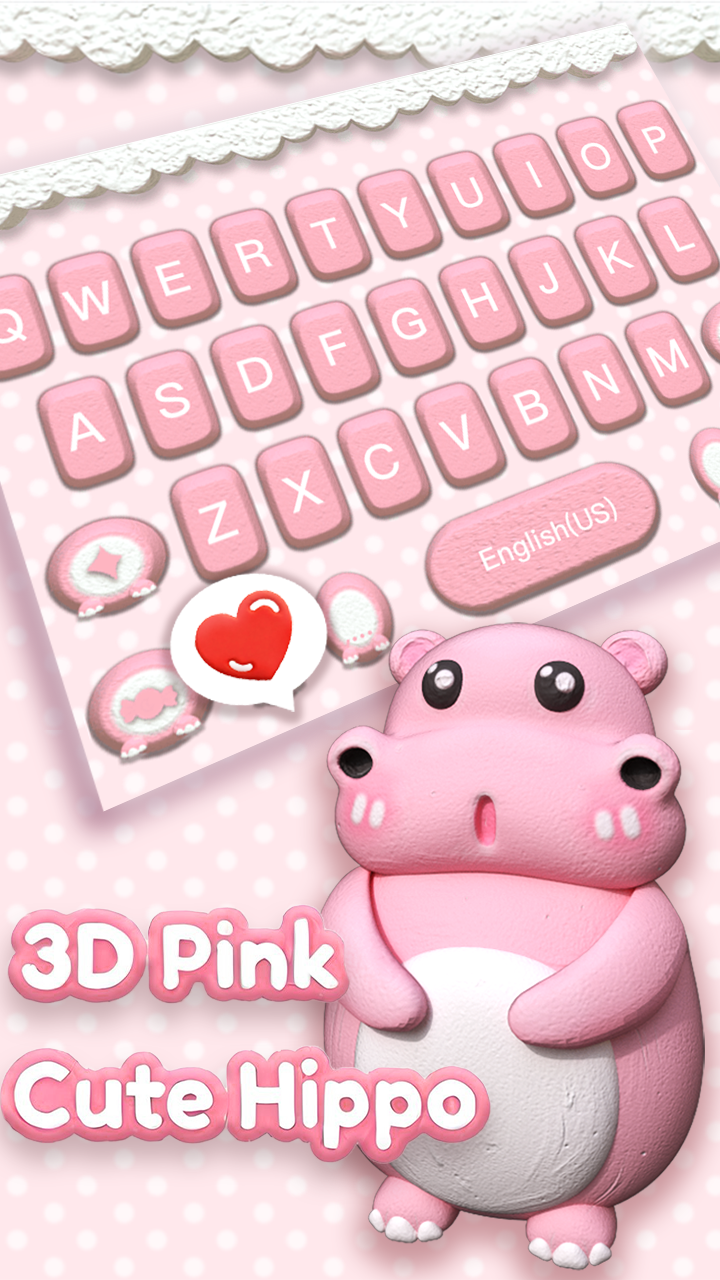 اسکرین شات 1 برنامه 3D Pink Cute Hippo Theme