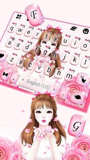 اسکرین شات 1 برنامه Pedal Pink Girl Keyboard Theme