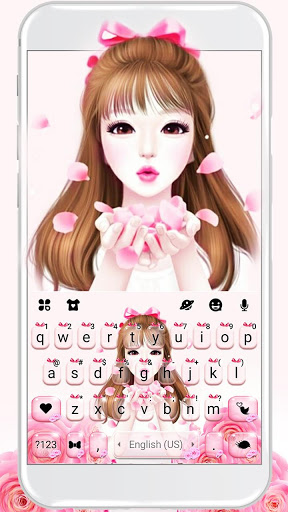 اسکرین شات 2 برنامه Pedal Pink Girl Keyboard Theme