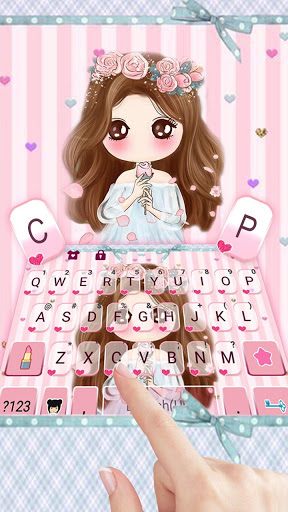 اسکرین شات 2 برنامه Pink Floral Girl Keyboard Theme