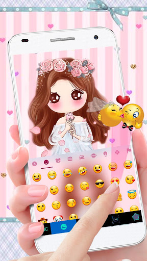 اسکرین شات 4 برنامه Pink Floral Girl Keyboard Theme