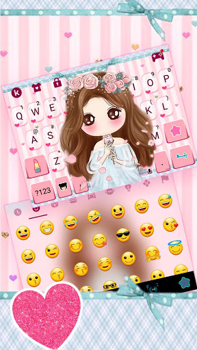 اسکرین شات 3 برنامه Pink Floral Girl Keyboard Theme