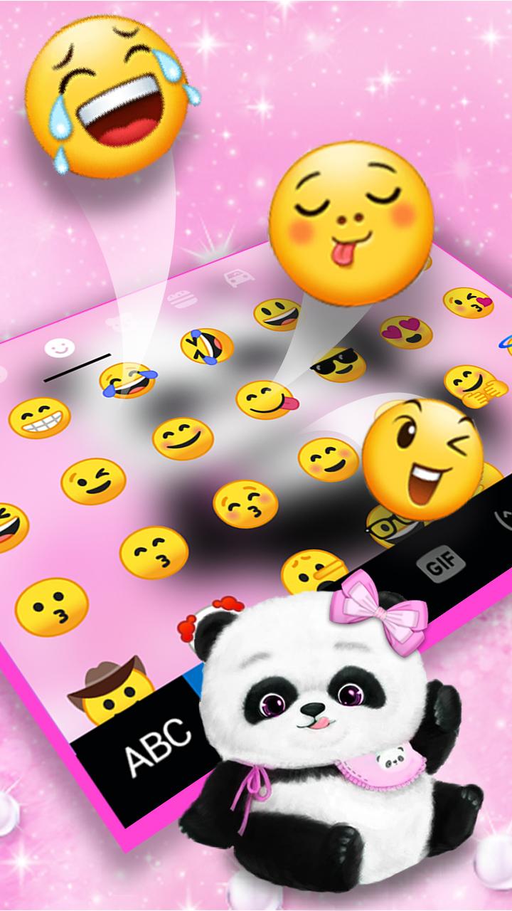 اسکرین شات 3 برنامه Pink Girly Panda Keyboard Them