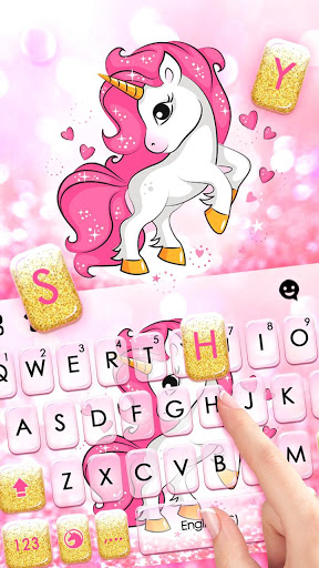 اسکرین شات 2 برنامه Pink Glitter Unicorn Keyboard Theme