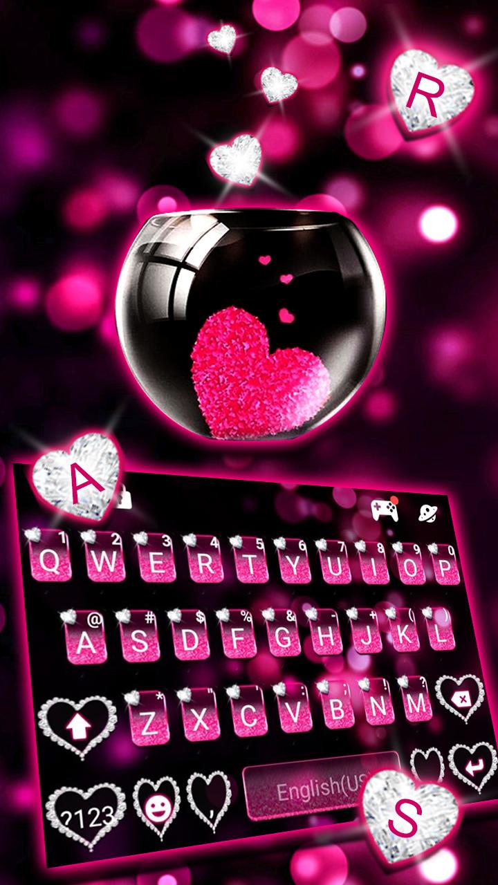 اسکرین شات 2 برنامه Pink Heart Glass Keyboard Theme