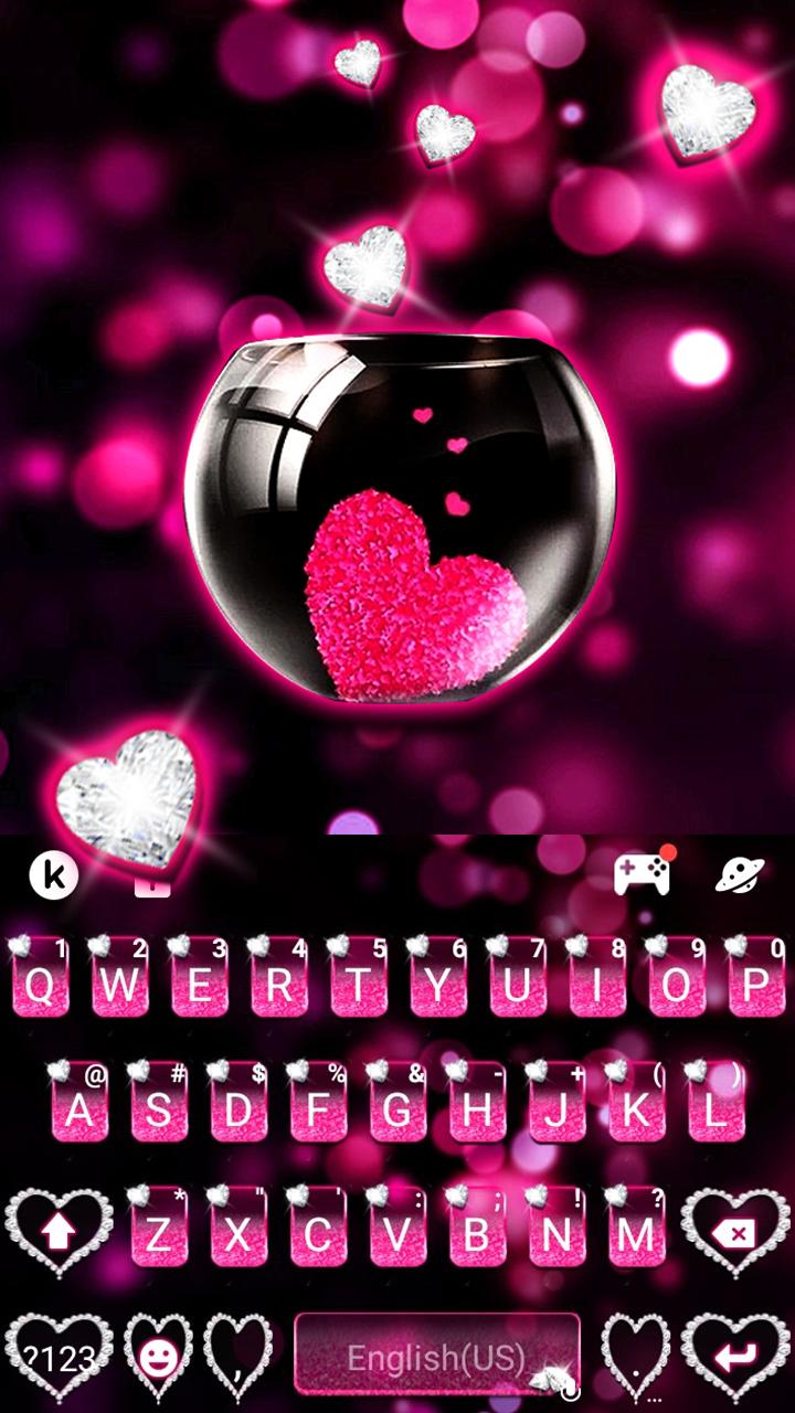 اسکرین شات 1 برنامه Pink Heart Glass Keyboard Theme