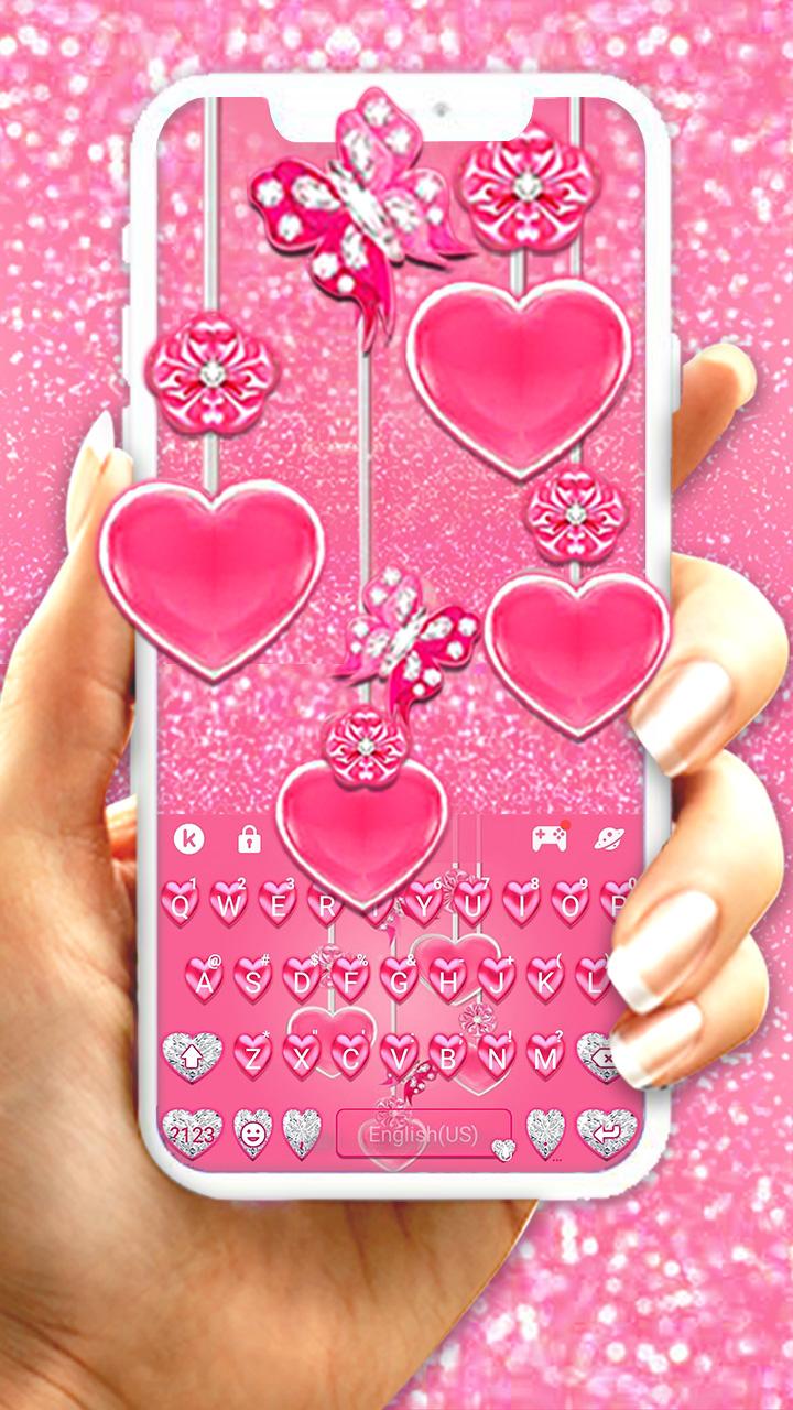 اسکرین شات 1 برنامه Pink Hearts Keyboard Theme
