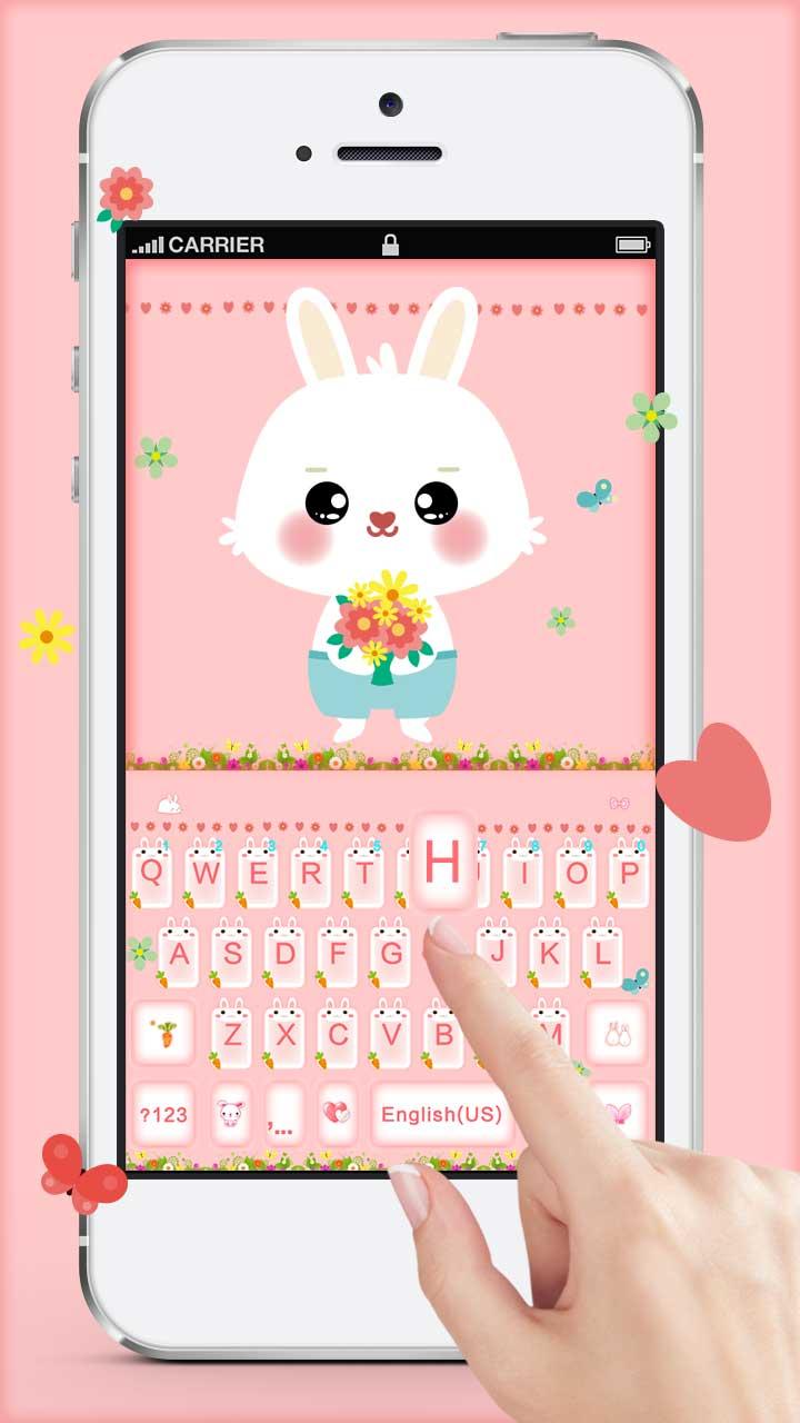 اسکرین شات 1 برنامه Pink Lovely Bunny Keyboard Theme