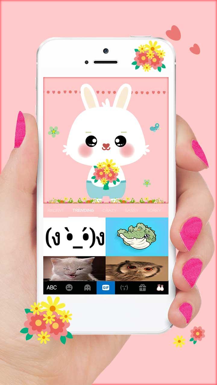 اسکرین شات 4 برنامه Pink Lovely Bunny Keyboard Theme