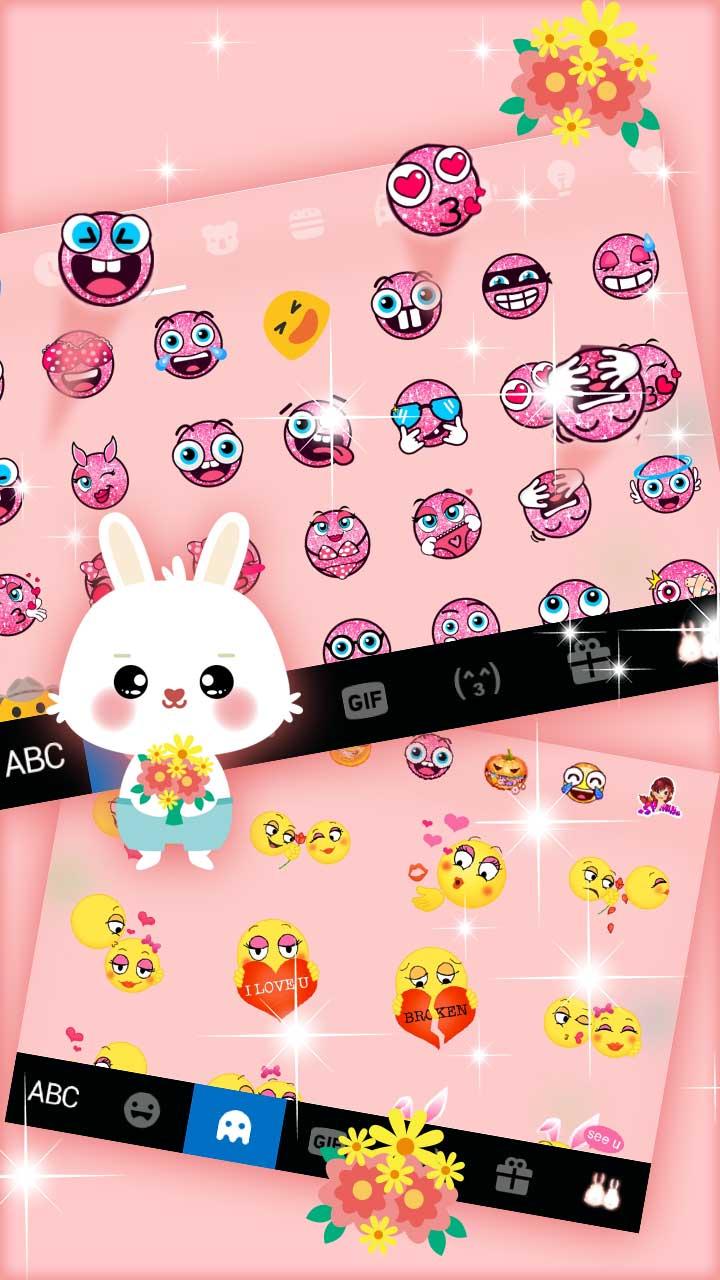 اسکرین شات 2 برنامه Pink Lovely Bunny Keyboard Theme