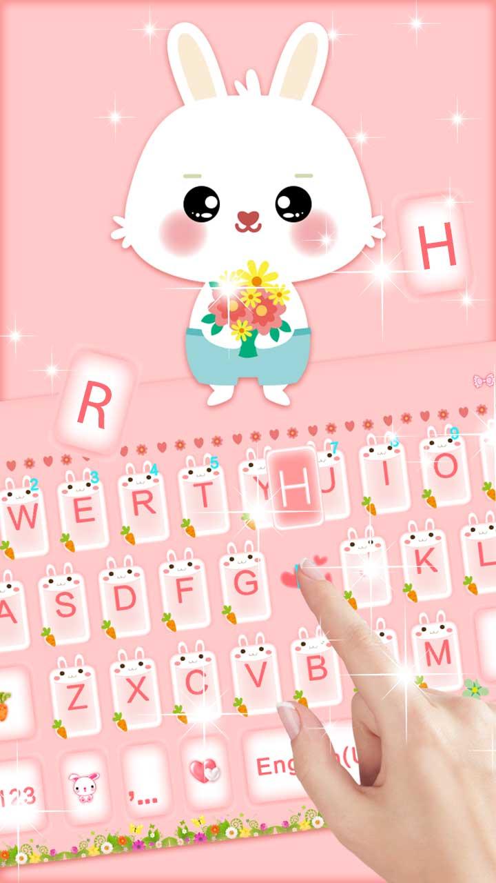 اسکرین شات 3 برنامه Pink Lovely Bunny Keyboard Theme
