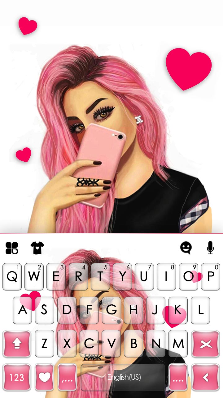 اسکرین شات 5 برنامه Pink Selfie Girl Keyboard Back