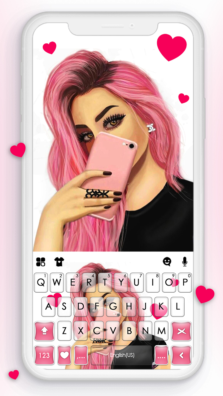 اسکرین شات 1 برنامه Pink Selfie Girl Keyboard Back