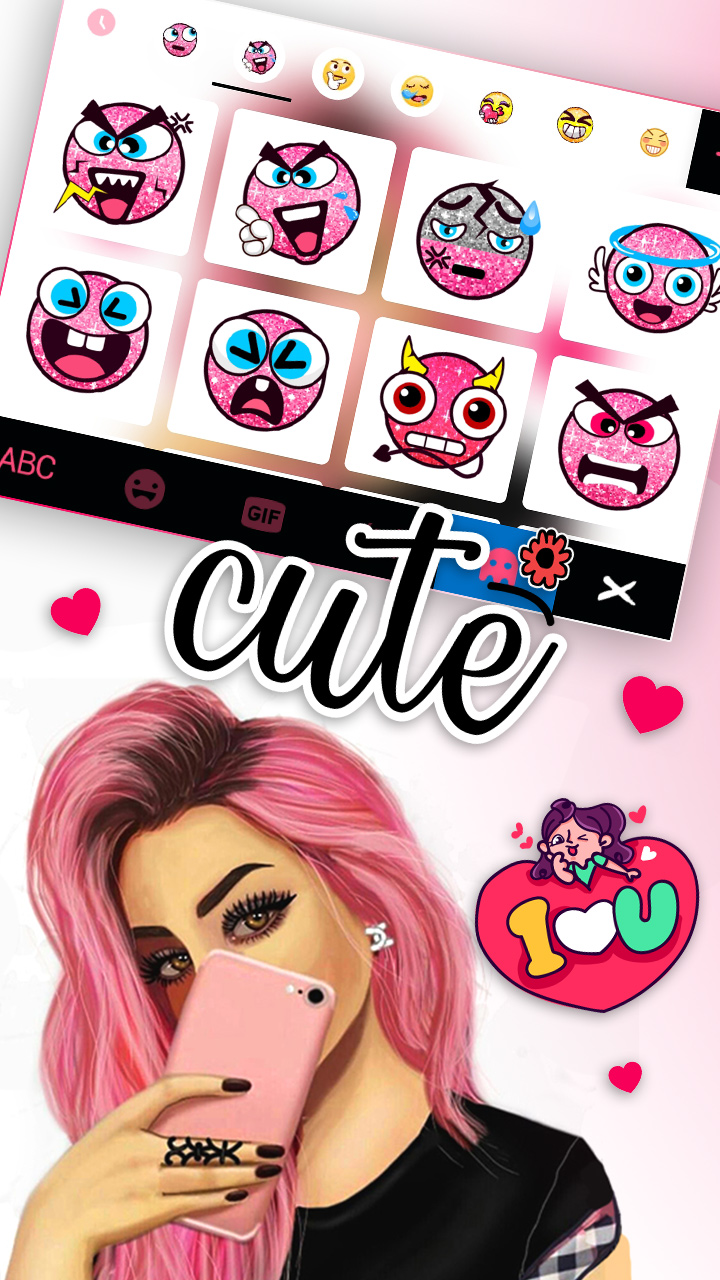 اسکرین شات 3 برنامه Pink Selfie Girl Keyboard Back