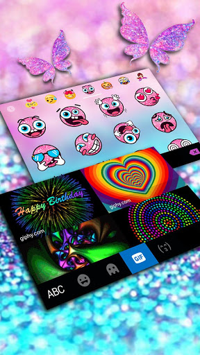 اسکرین شات 4 برنامه Pink Sparkle Butterfly Keyboard Theme