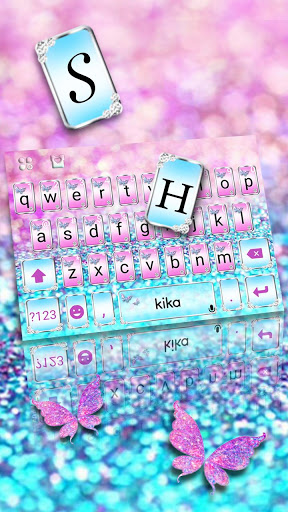 اسکرین شات 2 برنامه Pink Sparkle Butterfly Keyboard Theme