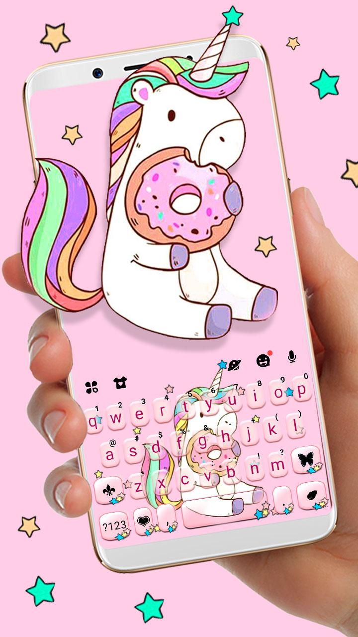 اسکرین شات 1 برنامه Pink Unicorn Donut Keyboard Th