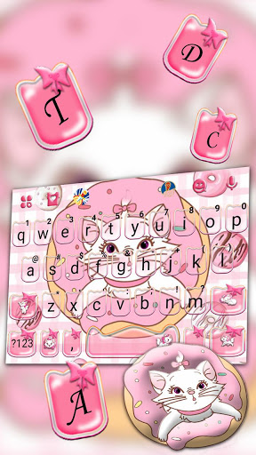 اسکرین شات 2 برنامه Pinky Cat Donut Keyboard Theme