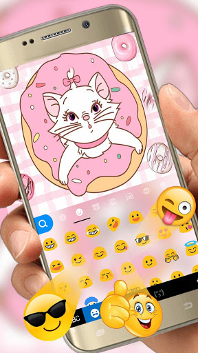 اسکرین شات 3 برنامه Pinky Cat Donut Keyboard Theme