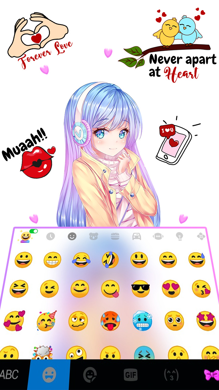 اسکرین شات 3 برنامه Pretty Anime Girl Keyboard Bac