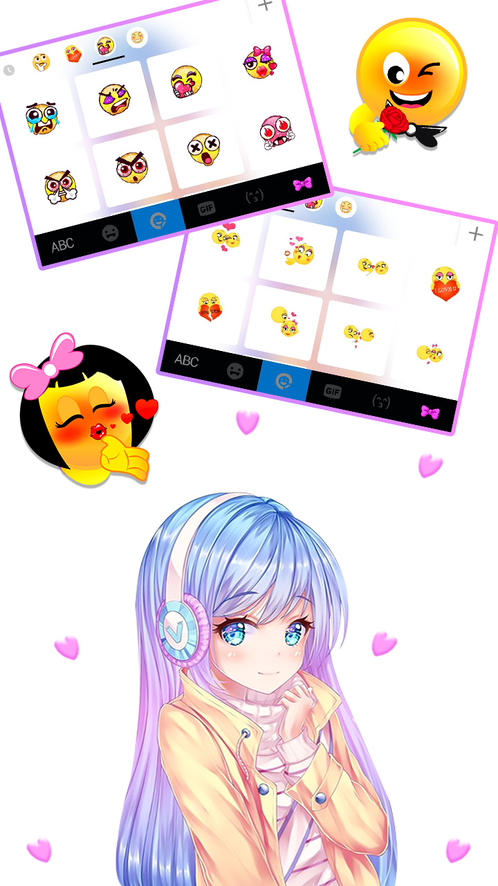 اسکرین شات 4 برنامه Pretty Anime Girl Keyboard Bac
