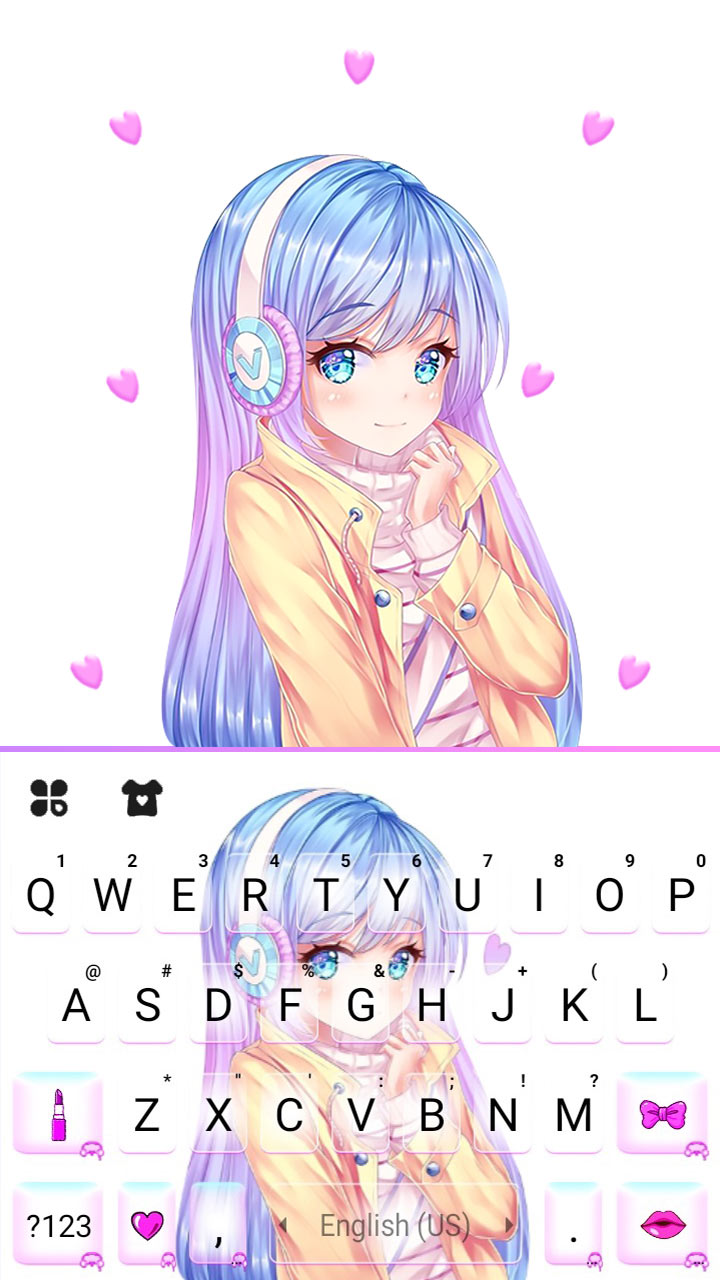 اسکرین شات 5 برنامه Pretty Anime Girl Keyboard Bac