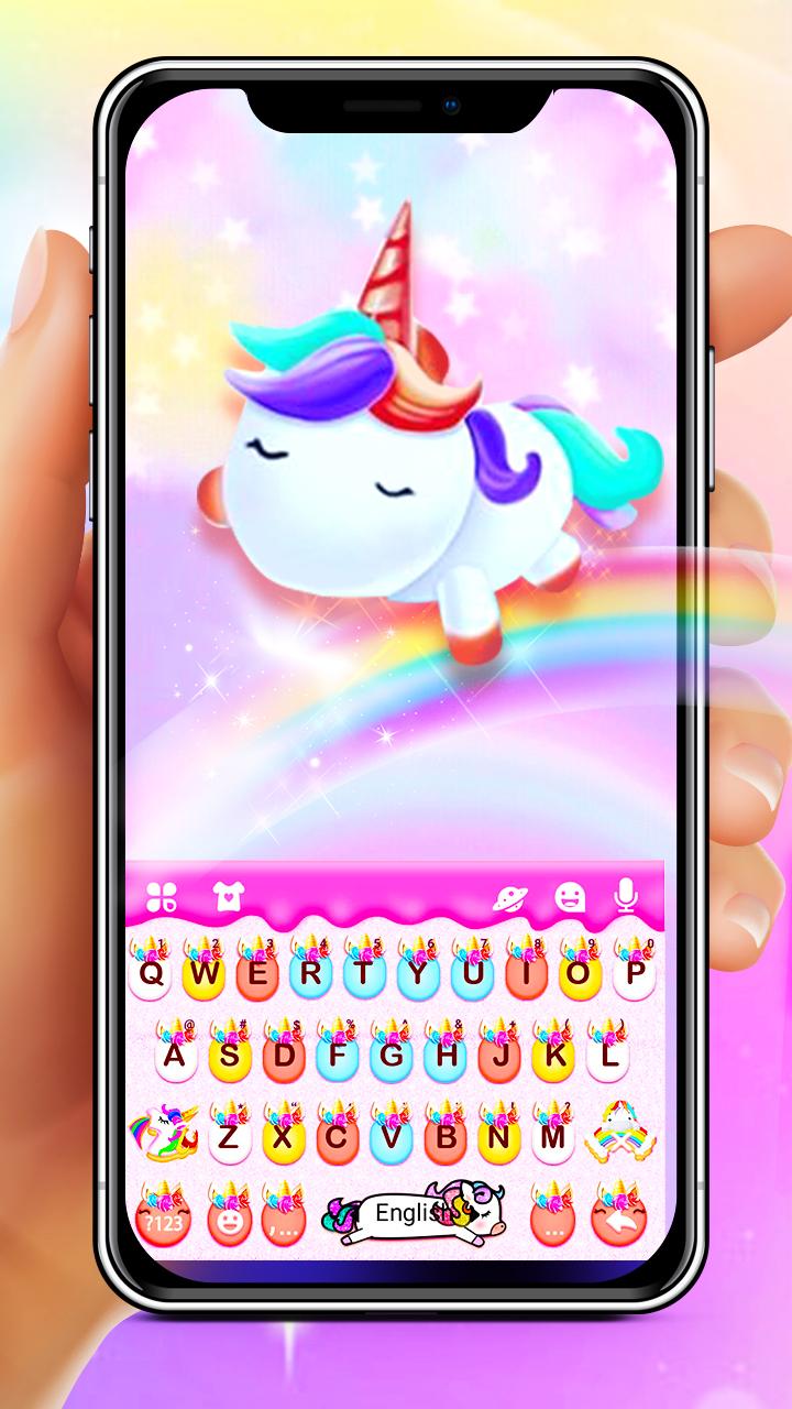 اسکرین شات 1 برنامه Rainbow Unicorn Smile Keyboard Theme