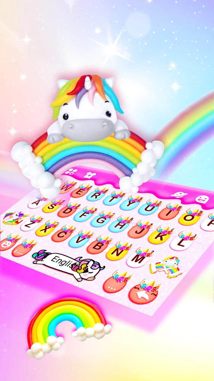 اسکرین شات 2 برنامه Rainbow Unicorn Smile Keyboard Theme