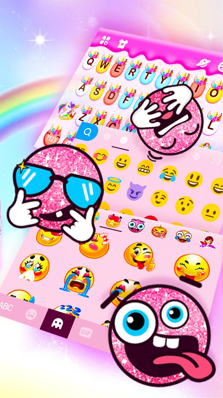 اسکرین شات 3 برنامه Rainbow Unicorn Smile Keyboard Theme