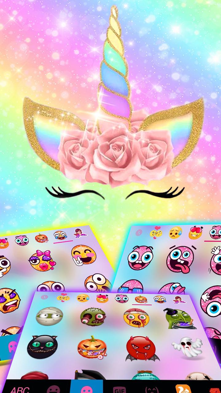 اسکرین شات 4 برنامه Rainbow Pink Rose Unicorn Keyb