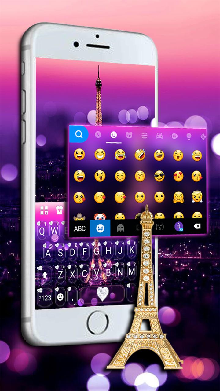 اسکرین شات 2 برنامه Romantic Paris Night Keyboard