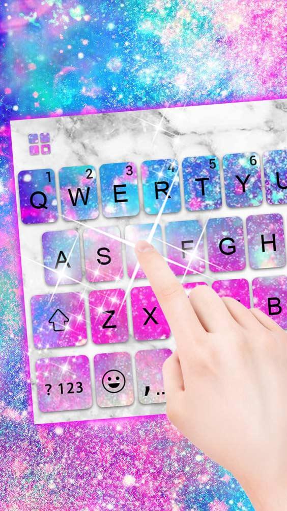 اسکرین شات 1 برنامه Silver Glitter Galaxy Keyboard