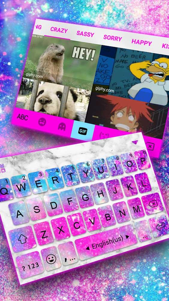 اسکرین شات 3 برنامه Silver Glitter Galaxy Keyboard