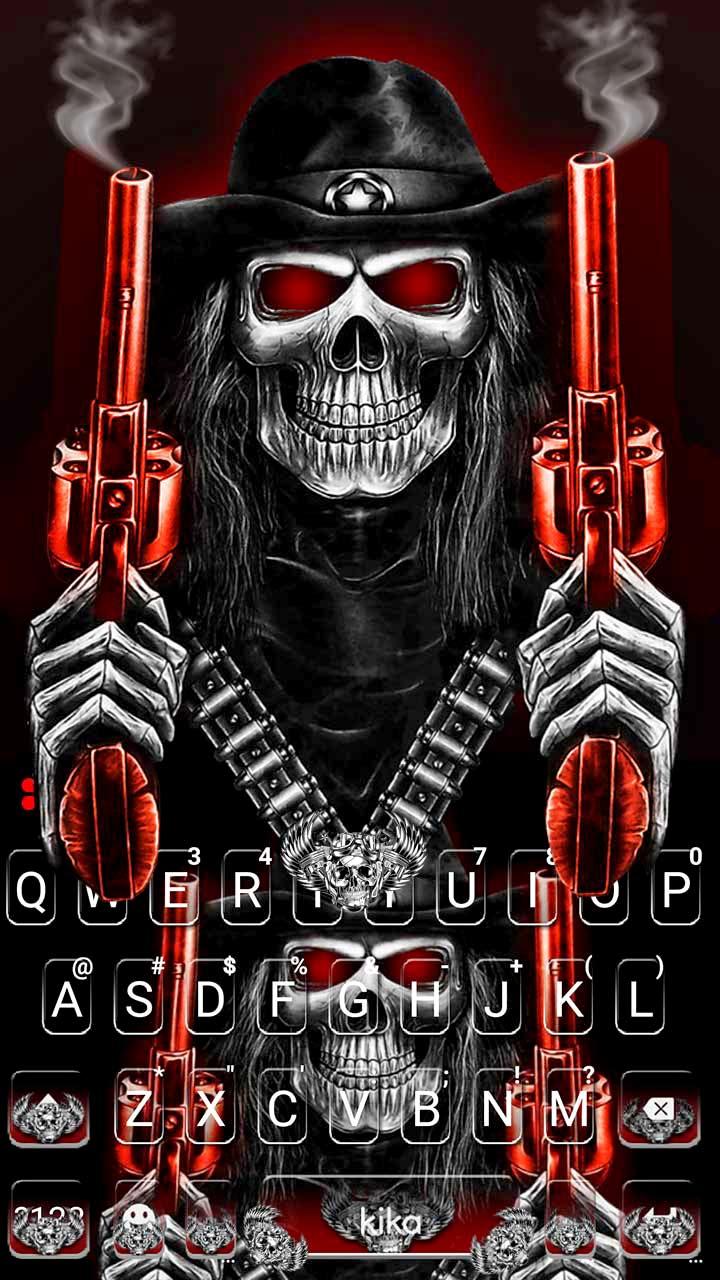 اسکرین شات 5 برنامه Skull Fire Gun Wallpapers Keyboard Background