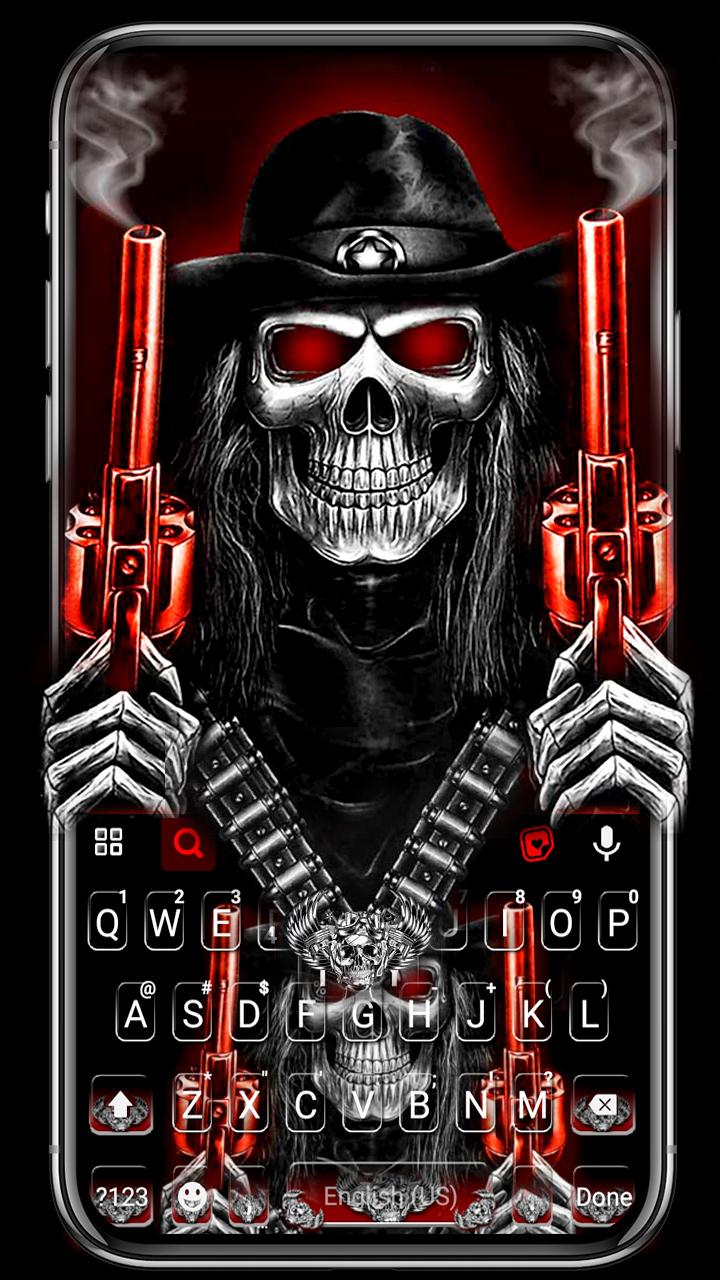 اسکرین شات 1 برنامه Skull Fire Gun Wallpapers Keyboard Background