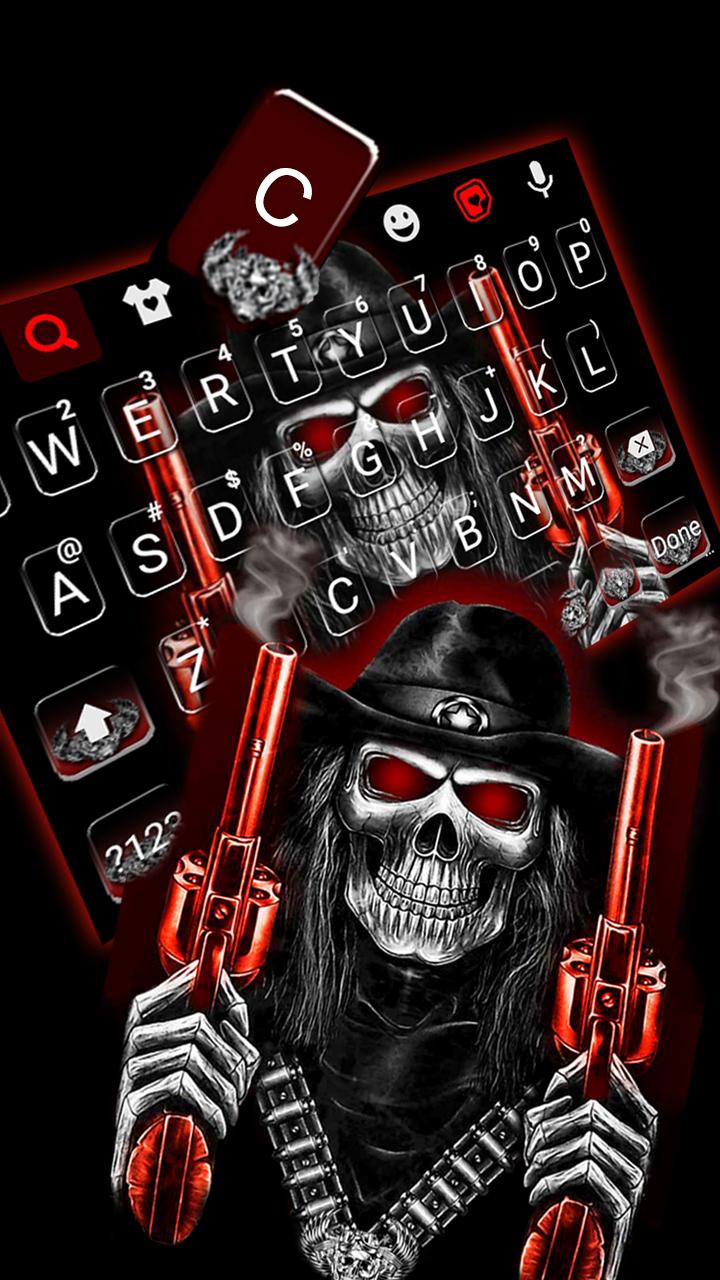 اسکرین شات 3 برنامه Skull Fire Gun Wallpapers Keyboard Background