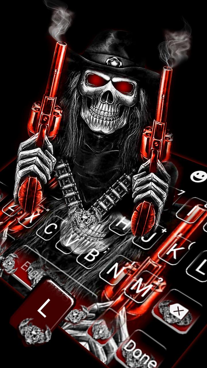 اسکرین شات 2 برنامه Skull Fire Gun Wallpapers Keyboard Background