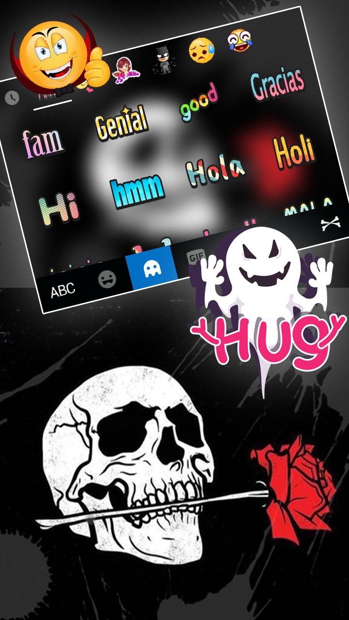 اسکرین شات 3 برنامه Skull Rose Keyboard Theme