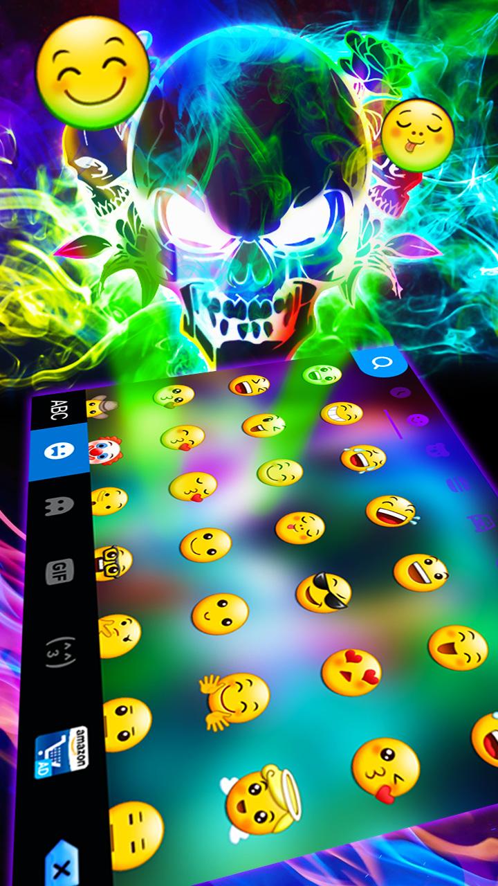 اسکرین شات 2 برنامه Smoke effect 3D Colorful Skull Keyboard