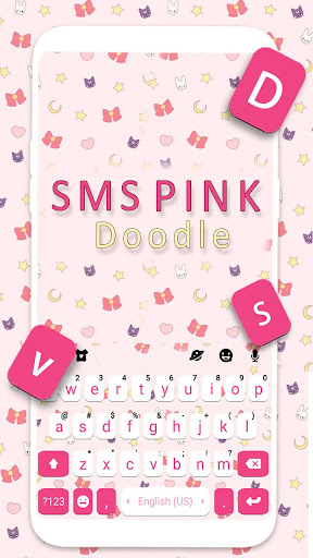 اسکرین شات 2 برنامه SMS Pink Doodle Keyboard Background