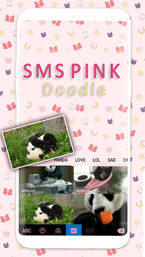 اسکرین شات 4 برنامه SMS Pink Doodle Keyboard Background