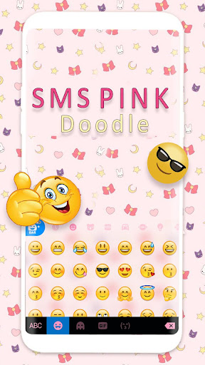 اسکرین شات 3 برنامه SMS Pink Doodle Keyboard Background
